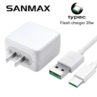 sanmax สายชาร์จ typec ชาร์จเร็ว หัวชาร์จ vooc 4.0 1เมตร 2เมตร 20w 33w5V 4A รับประกันหนึ่งปี สำหรับ oppo reno iqoo realme