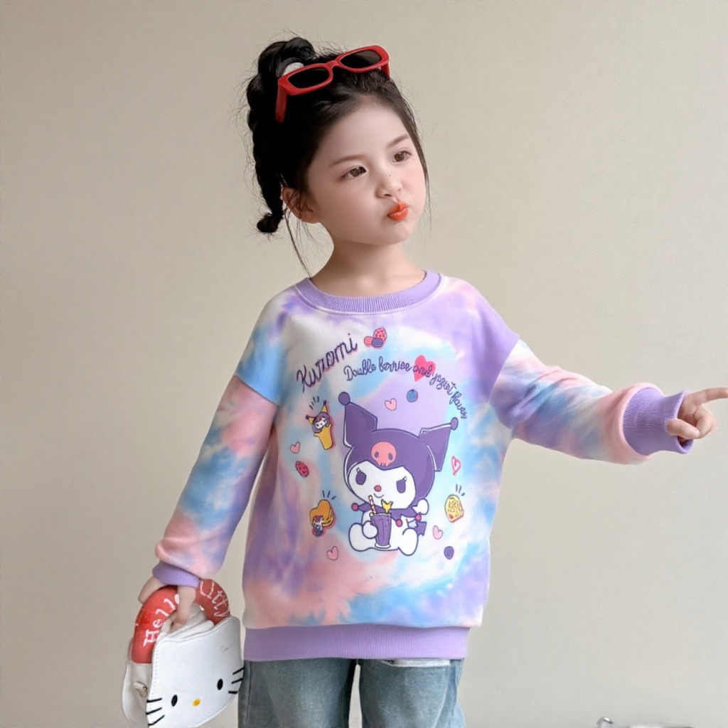 เสื้อกันหนาว ลายการ์ตูนน่ารัก สีมัดย้อม แฟชั่นฤดูใบไม้ผลิ และฤดูใบไม้ร่วง สําหรับเด็กผู้หญิง ราคา ถูกที่สุด ดีลบีเคเค แกลเลอรีภาพที่ 7