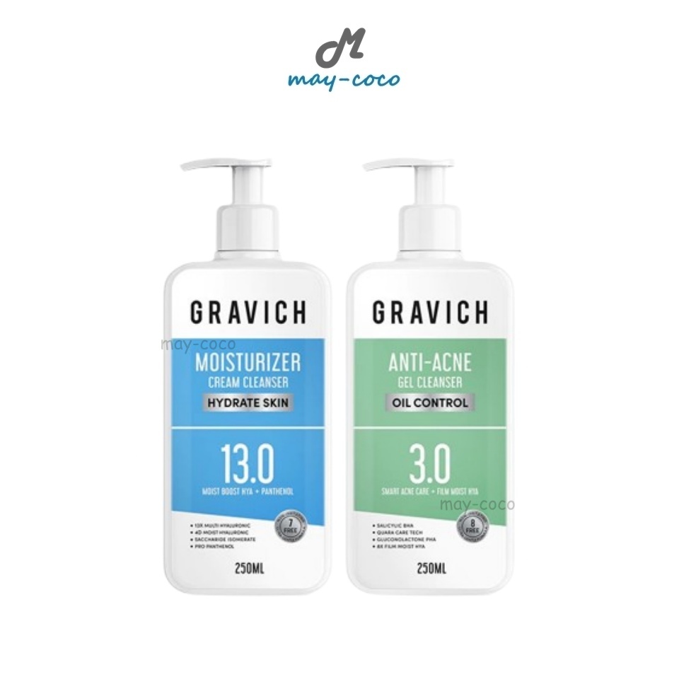 ถูก/แท้/มีไลฟ์ เจลล้างหน้า Gravich Moist Intense Smooth Cream/Acne Clear Plus Salicylic cleanser คลี