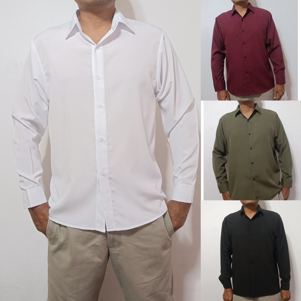 เสื้อเชิ้ต เชิ้ตคอปกแขนยาว 13 สี ผ้าไหมอิตาลี(ผลิตไทย) รีดง่าย ยับยาก ใส่สบาย ไม่อมเหงื่อ