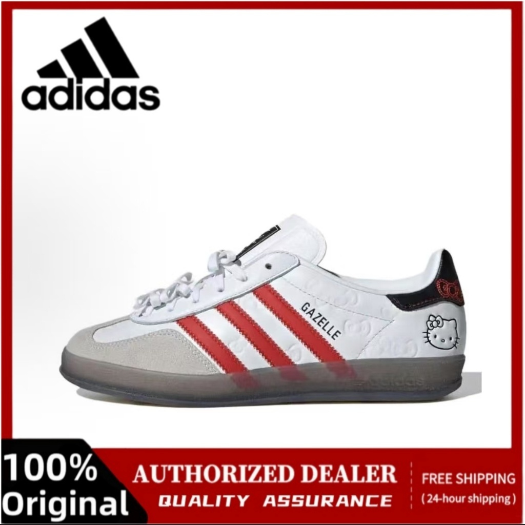 Adidas Gazelle รองเท้าผู้หญิงในแมวสีขาวสีแดง