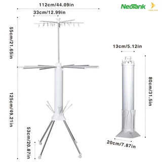 NeoTank ราวตากผ้า หมุน 360° มีล้อ เหล็กคาร์บอนเคลือบกันสนิม พร้อมที่หนีบ 24 ตัว