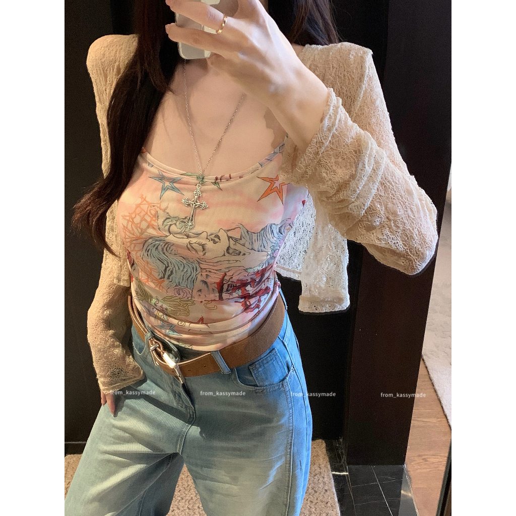 HOT พร้อมส่ง กล้าม/เสื้อคลุมแขนยาว ดีเทลสีชมพูซีทรูบางเบา ลายดอกไม้ -FY947/FY951 ราคา ถูกที่สุด ดีลบีเคเค แกลเลอรีภาพที่ 7