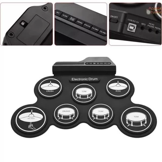 กลองชุด กลองไฟฟ้า กลองชุด 7 ชิ้น Electric Drum Pad Kit Digital Drum ทำจากซิลิโคนคุณภาพดี