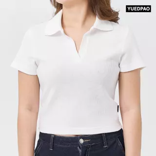 Yuedpao Polo Crop Waffle 2026 ผ้าหนาทรงสวย ยับยากรีดง่าย เสื้อยืดเปล่า เสื้อครอปโปโล 8 สี