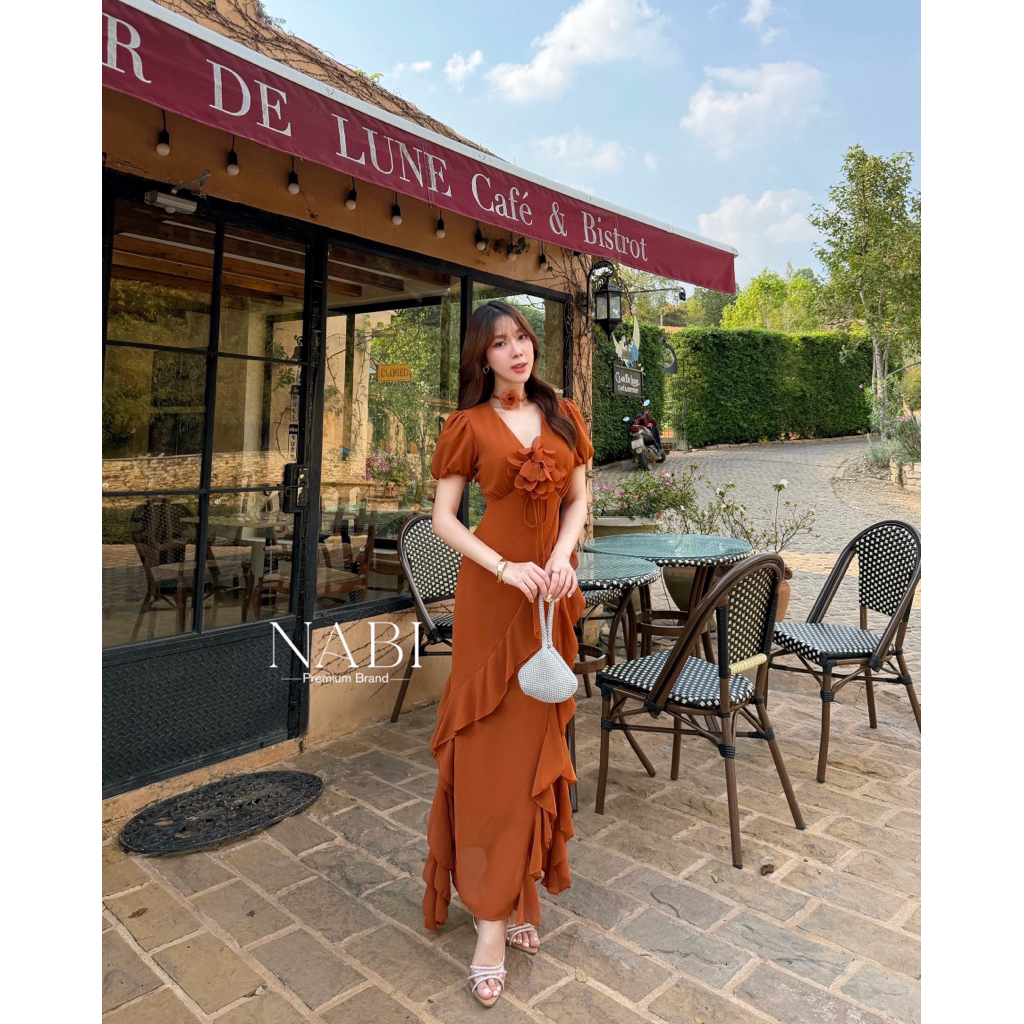 📌📌 พร้อมส่ง XS S M L XL 🏷️NABI #C-1544 เดรสออกงาน เรียบหรู ชุดไปงานแต่ง ชุดเพื่อนเจ้าสาว เดรสระบาย พริ้วๆ รูปที่ 6