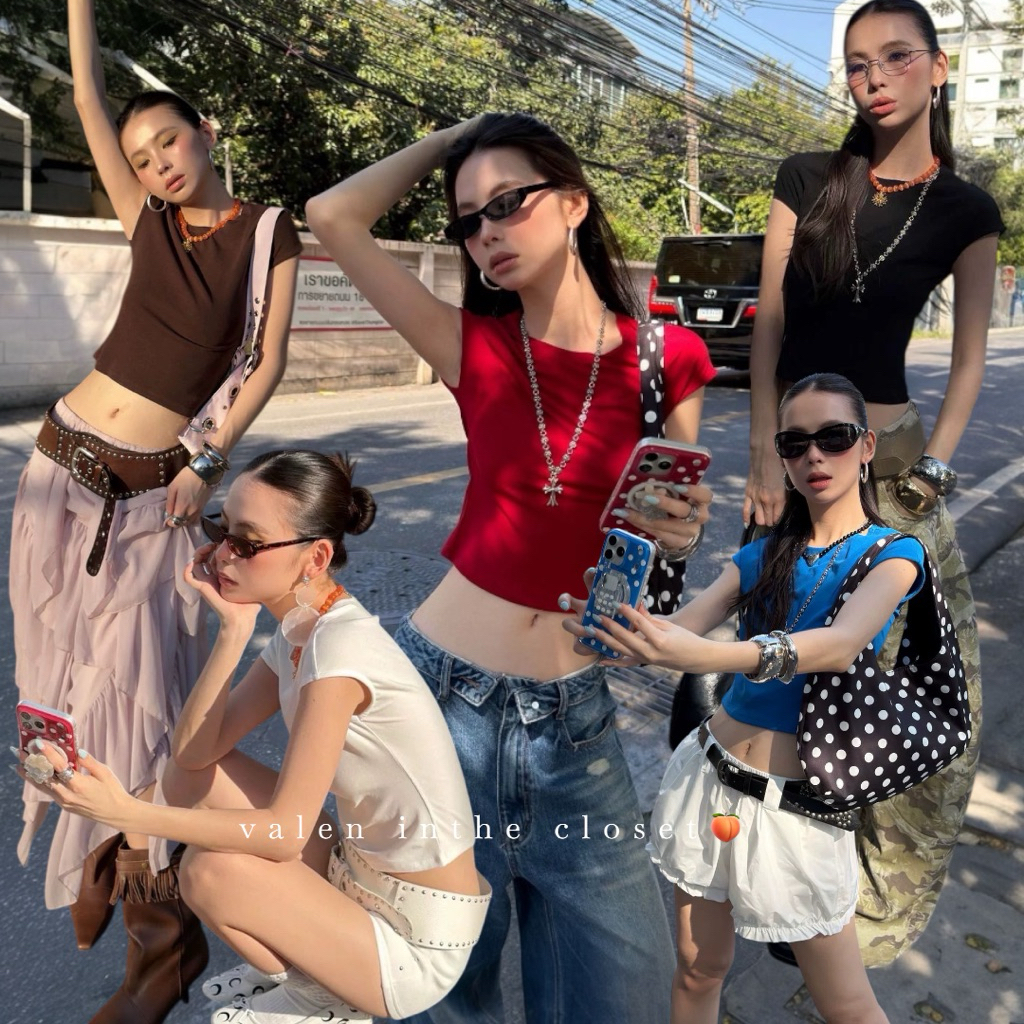 ส่งด่วน 🐳 #26T025 MMFISH 𝗝𝗨𝗡𝗢 𝗕𝗔𝗦𝗜𝗖 𝗦𝗧𝗥𝗘𝗘𝗧 𝗧𝗢𝗣  เสื้อยืดทรงครอปทรงสวยเข้ารูป ผ้ายืดใส่สบาย