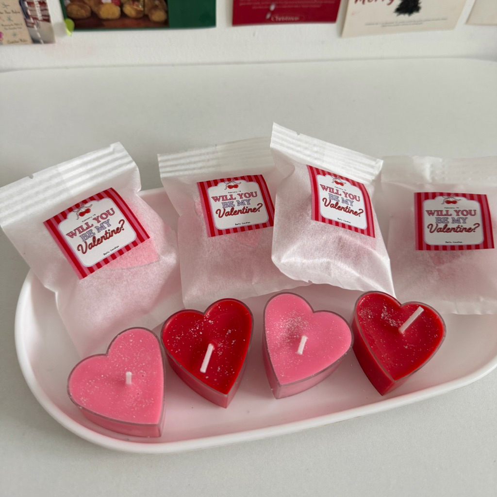 เทียนหอม Valentine’s Day🩷🔓 15g (พร้อมซอง+sticker) ของขวัญน่ารักๆ🎁🍒 - รูปที่ 3