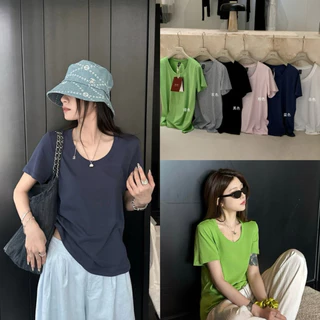 📍พร้อมส่ง📍8979 เสื้อคอยู แขนสั้น เนื้อผ้ายืดหยุ่นได้เยอะ งานสวย TAG:WG.WE 🇰🇷