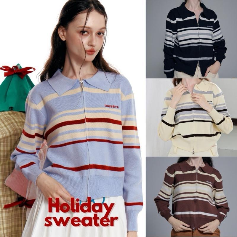Holiday sweater เสื้อแขนยาวลายริ้ว รุ่น T115 - Mesave
