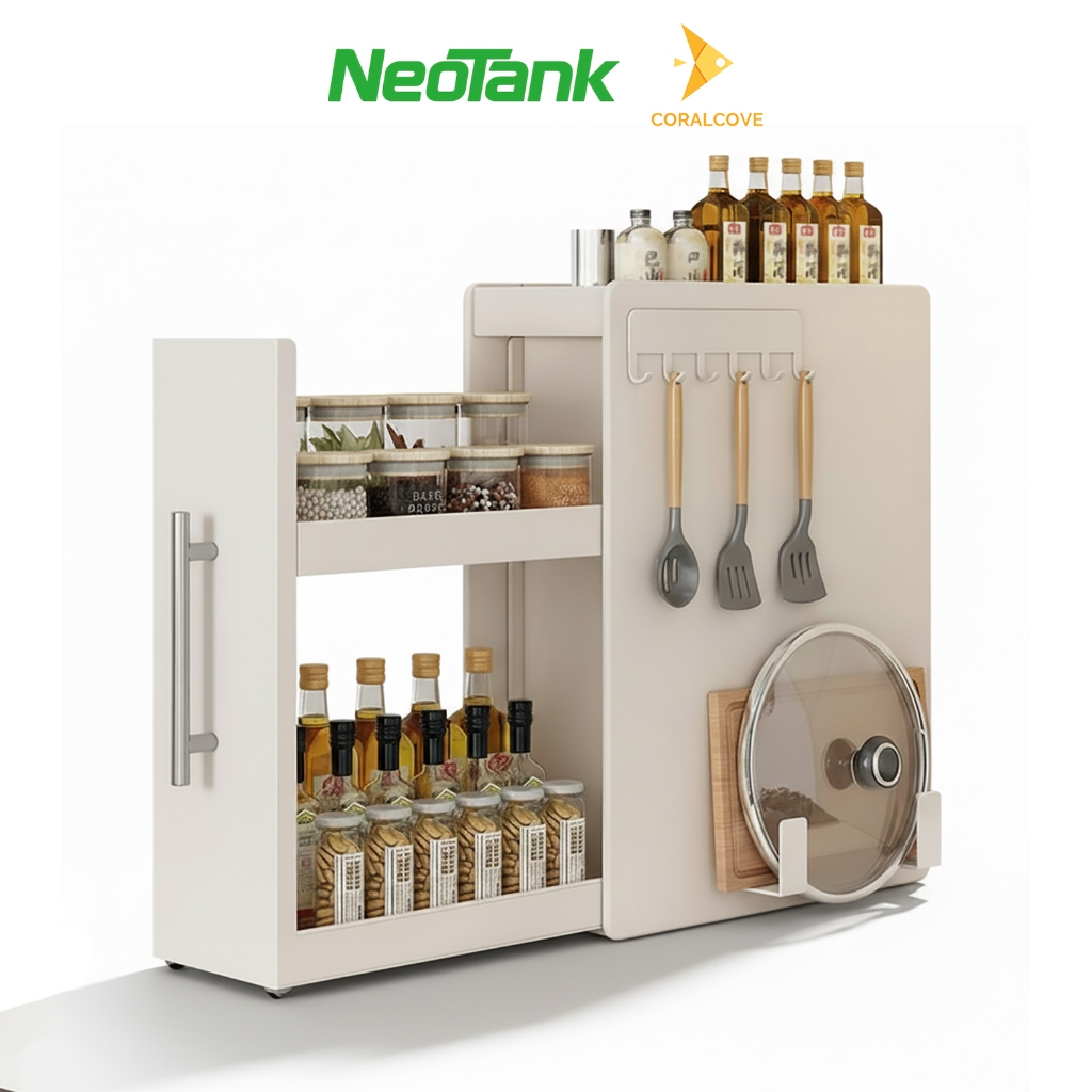 NeoTank ชั้นวางเครื่องปรุงแบบลิ้นชัก เหล็กคาร์บอน กันสนิม กันฝุ่น ฐานมั่นคง ประหยัดพื้นที่