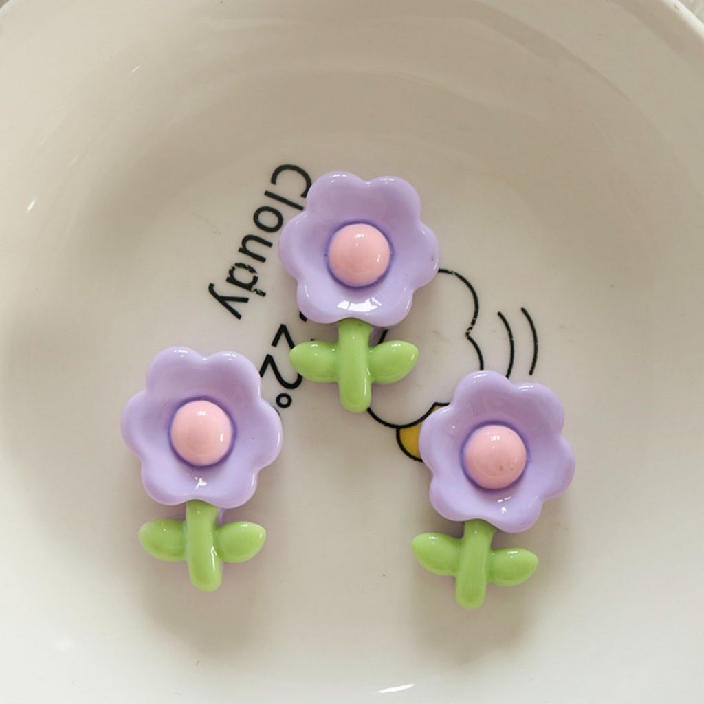 10 ชิ้น เรซิ่นดอกไม้สีม่วงพาสเทล Resin purple flowers รูปที่ 3