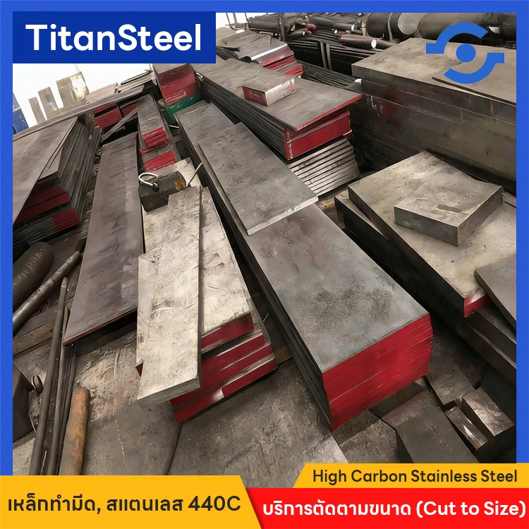 เหล็กเกรด SUS 440C 440C ก้อนสี่เหลี่ยม (Block) สำหรับงานทดสอบ/ทำหน้าแปลน - High Carbon Stainless