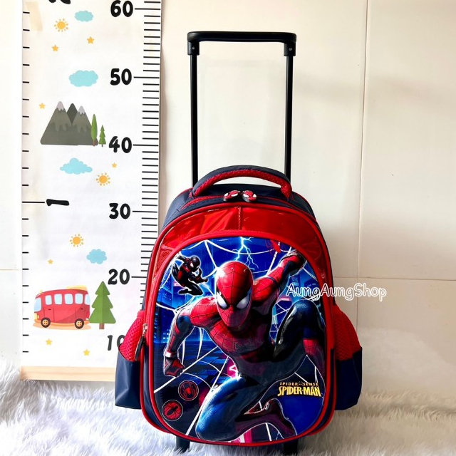 กระเป๋านักเรียน กระเป๋าล้อลาก สะพายได้/ลากได้ หน้านูนเงา 3D (พร้อมส่ง จากไทย) รูปที่ 4
