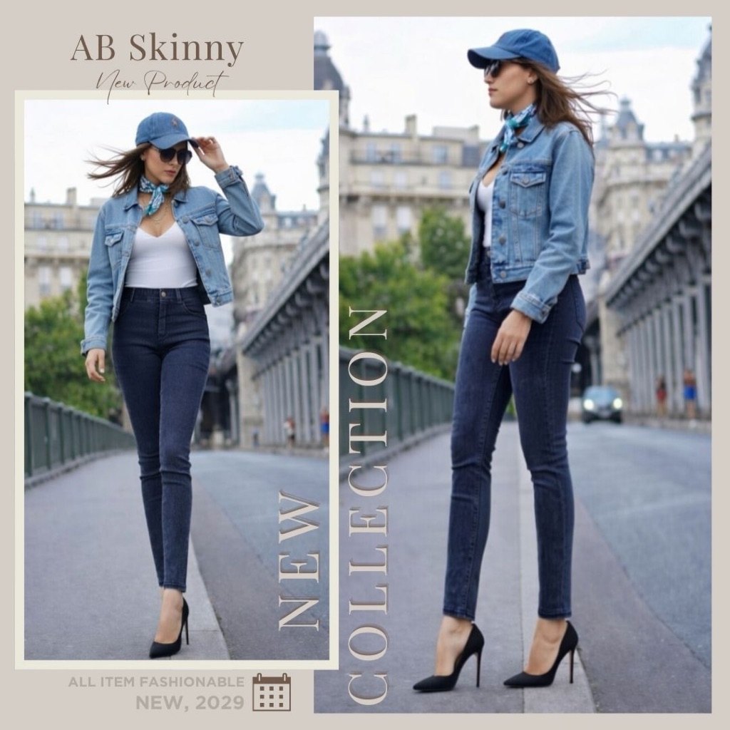 AB Skinny สีกรมฟอก กางเกงสกินนี่ยีนส์ ของแท้ จากเพจดัง 300,000 Like กางเกง AB สกินนี่ยีนส์ ผู้หญิง