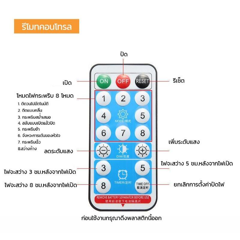 ไฟห้อยระย้าโซล่าเซลล์ แสงเหลือง ยาว10M 20M ไฟประดับโซล่าเซลล์ แต่งสวน ปีใหม่ คริสมาส ปาร์ตี้ - รูปที่ 5