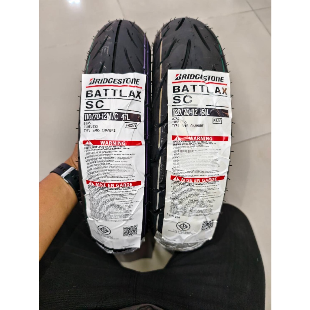 ยาง BRIDGESTONE SC ขอบ 12 สำหรับรถ YAMAHA GRAND FILANO, HONDA GIORNO(โหลดซิ่ง),VESPA GTS 150 SPRINT 150