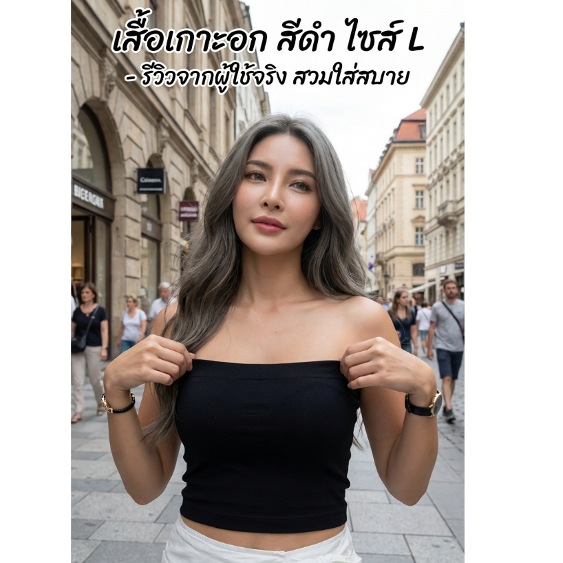 ( ½ เกาะกลาง ไซส์ L ) เสื้อเกาะอก เสื้อผ้าผู้หญิง เกาะอกสายฝอ เกาะอก CHOTYSHOP สินค้าผลิตในไทย KB