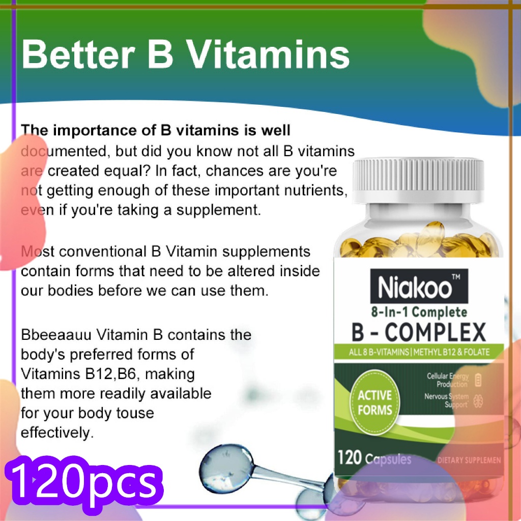 8-in-1 Vitamin B Complex Capsules - วิตามินบีคอมเพล็กซ์ - การผลิตพลังงานของเซลล์ | 120pcs - รูปที่ 7