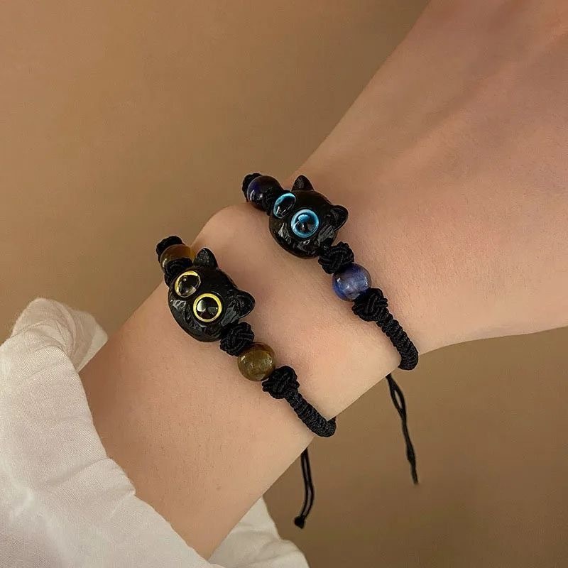 【COD】สร้อยข้อมือเชือกถักรูปแมวสไตล์จีนใหม่ คู่รักสุดน่ารัก ของขวัญดีไซน์เก๋ไก๋