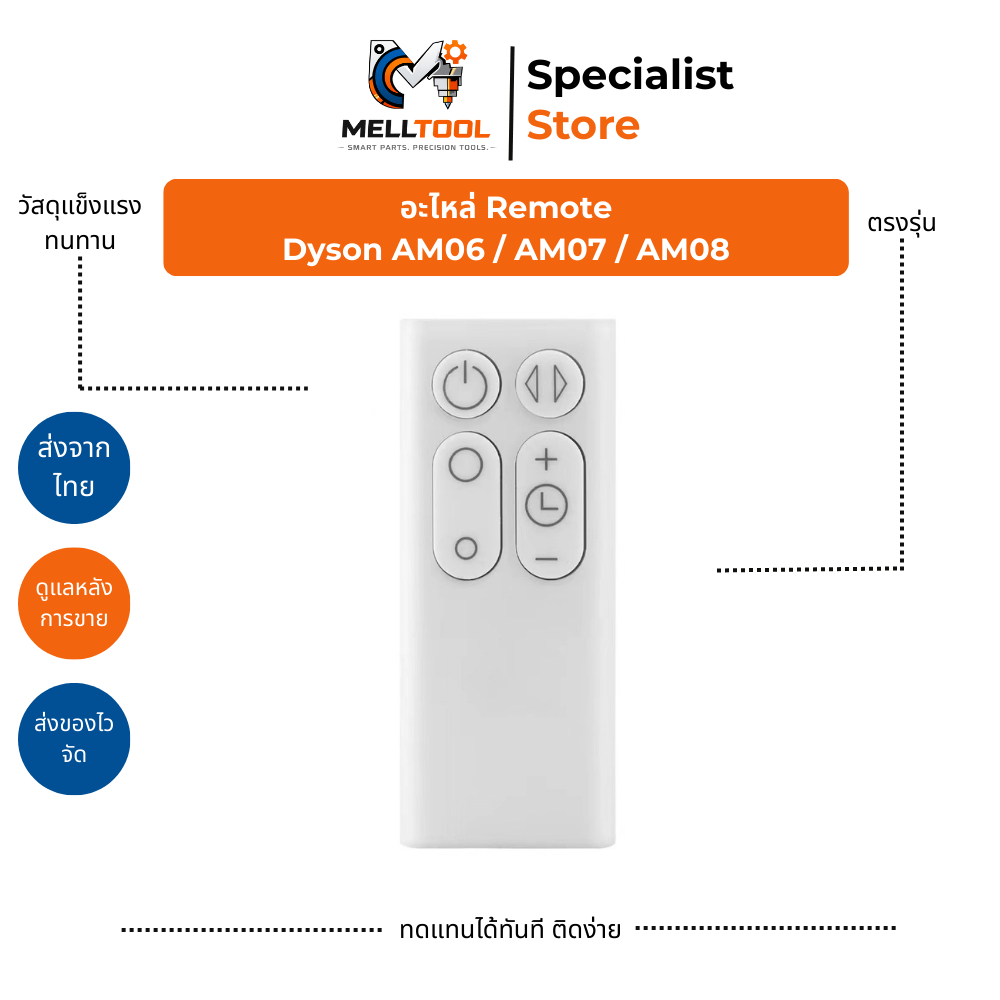 รีโมทพัดลม Dyson AM06 / AM07 / AM08 | Remote Control อะไหล่ทดแทน | ส่งจากไทย