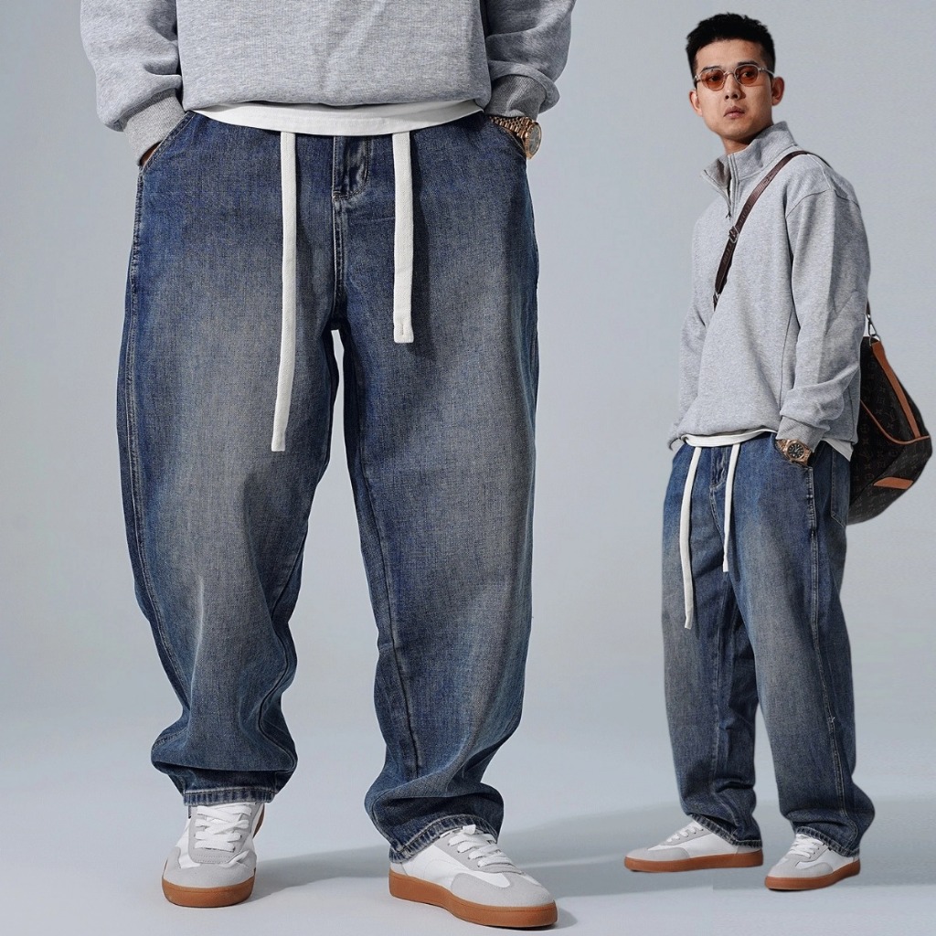 💖80-120KG💖 กางเกงยีนส์ผู้ชาย กางเกงไซส์ใหญ่ เอว36-46 เหมาะกับทุกรูปขา  สไตล์เกาหลี กางเกง baggy jeans - รูปที่ 5