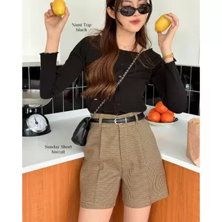 Sunday Shorts 🌤️🍒🥨 | กางเกงขาสั้นเอวสูง ทรงตรง ผ้าหนา อยู่ทรง