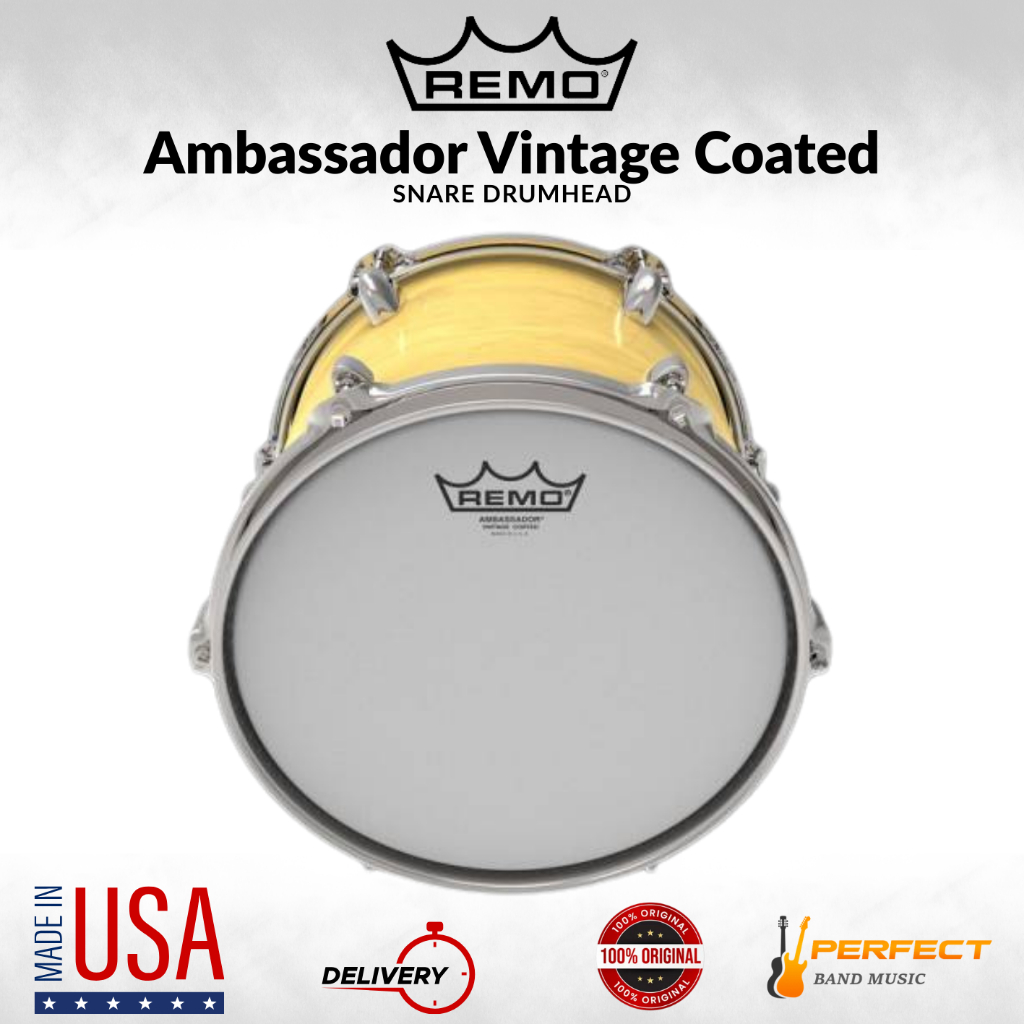 หนังกลองสแนร์ REMO Ambassador Vintage Coated หนังขุ่น 7.5-mil and 3-mil Made in USA