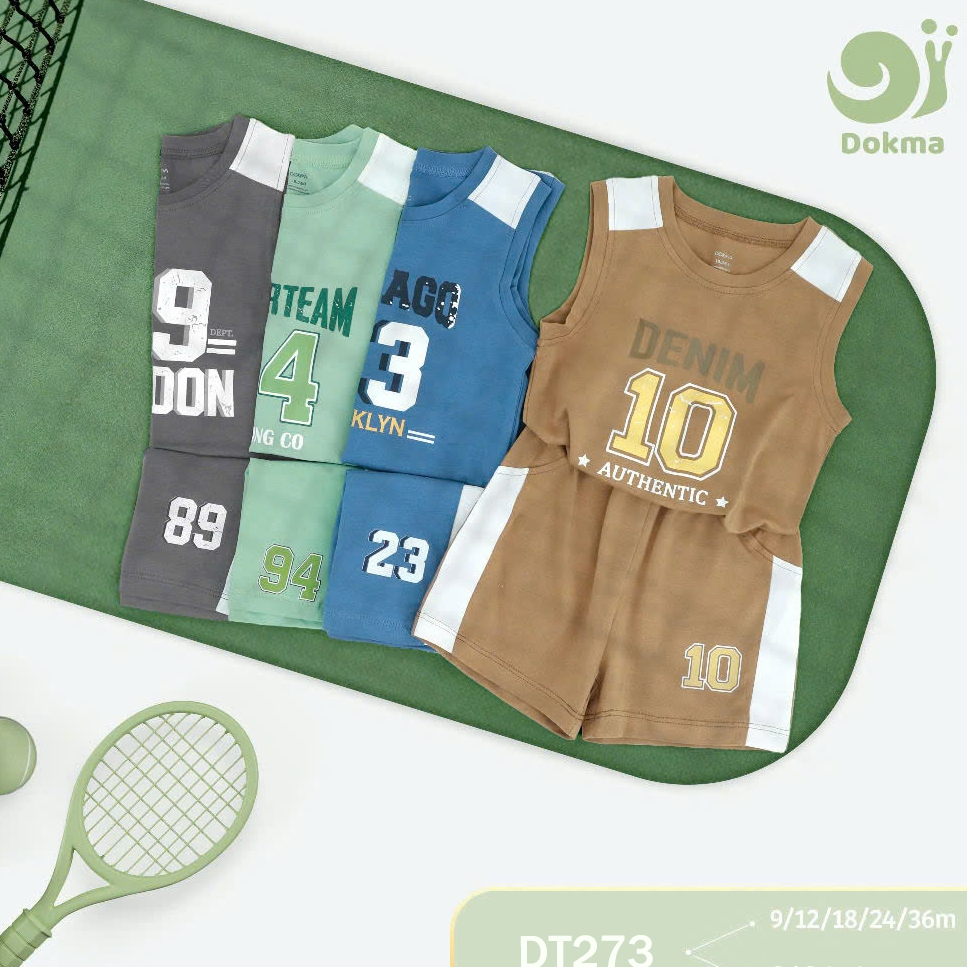 Dokma (7.9-14.2kg) ชุดเสื้อกล้าม กางเกงขาสั้นเด็ก ผ้าคอตตอนอเมริกา DT273B (6-9M , 9-12M, 12-18M, 18-
