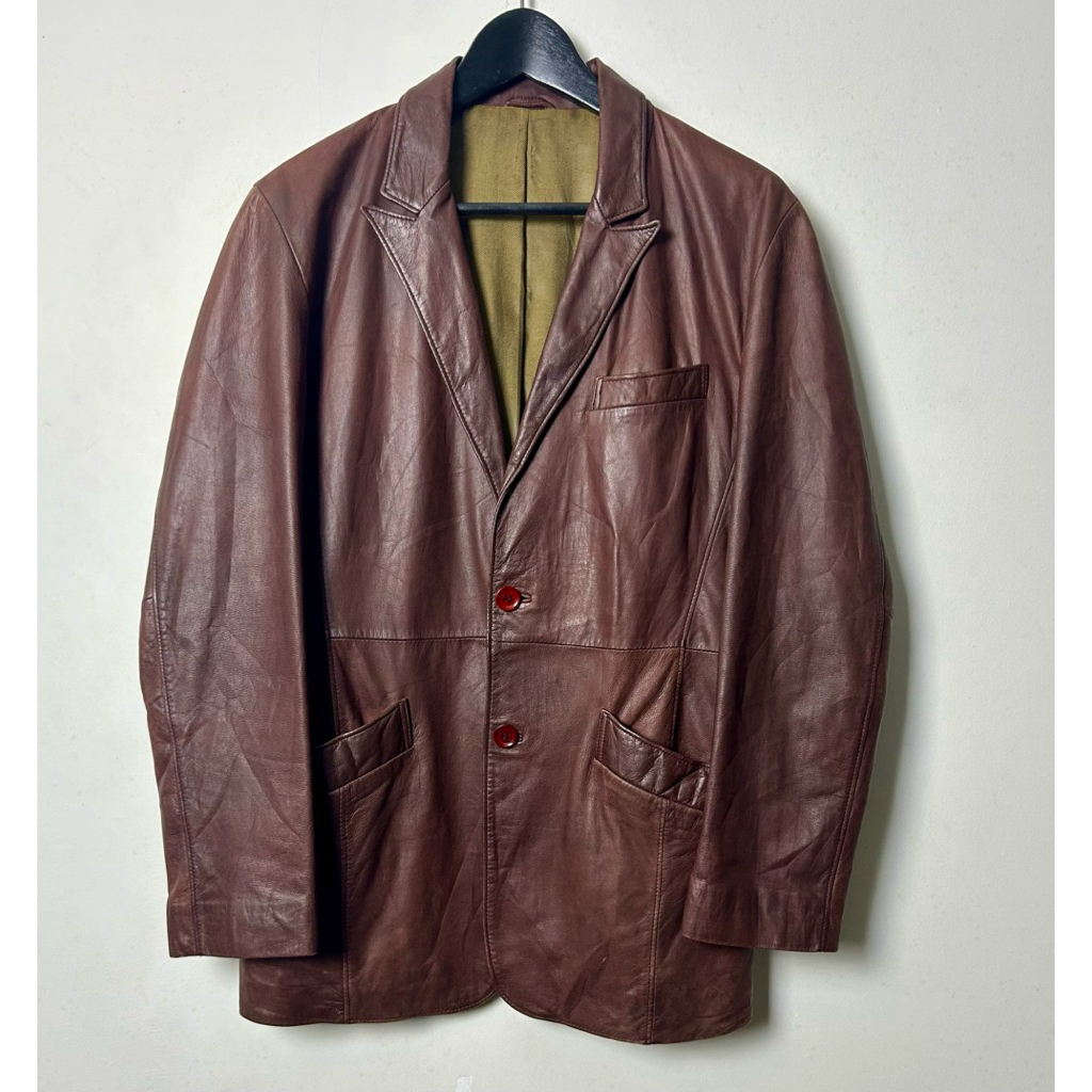 tornado mart brown burgundy leather jacket (used)
