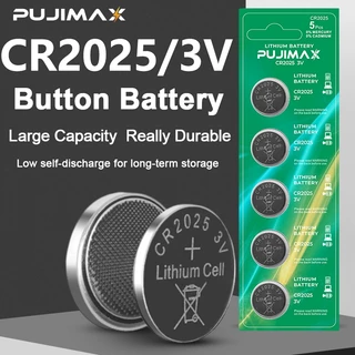 PUJIMAX ถ่านกระดุม CR2032/CR2025 3V ลิเธียม แพ็ค 5 ก้อน สำหรับรีโมทรถยนต์ กุญแจรถ เครื่องชั่งดิจิตอล
