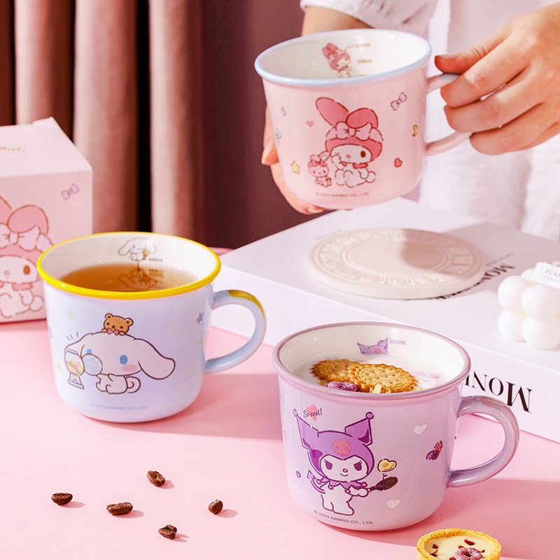 【ของแท้พร้อมส่ง】Sanrio แก้วนม แก้วกาแฟ 340ml ลายน่ารัก สีสดใส มีขีดวัด เหมาะเป็นของขวัญ - รูปที่ 6