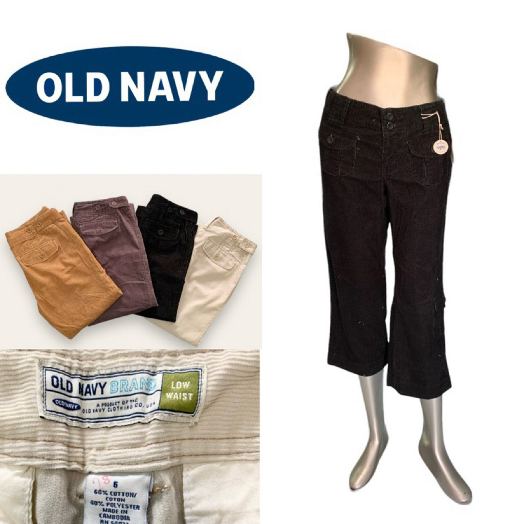 Old N a v y กางเกงคาร์โก้ LO113 ขายาว 4 ส่วน(สี่ส่วน) ผ้าลูกฟูก เอวต่ำ มีสีมีไซส์ พร้อมส่ง