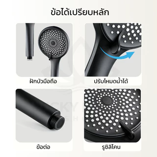 LUCKYLOTUS ฝักบัวอาบน้ำแรงดันสูง ปรับได้ 4 ระดับ วัสดุ ABS อย่างดี