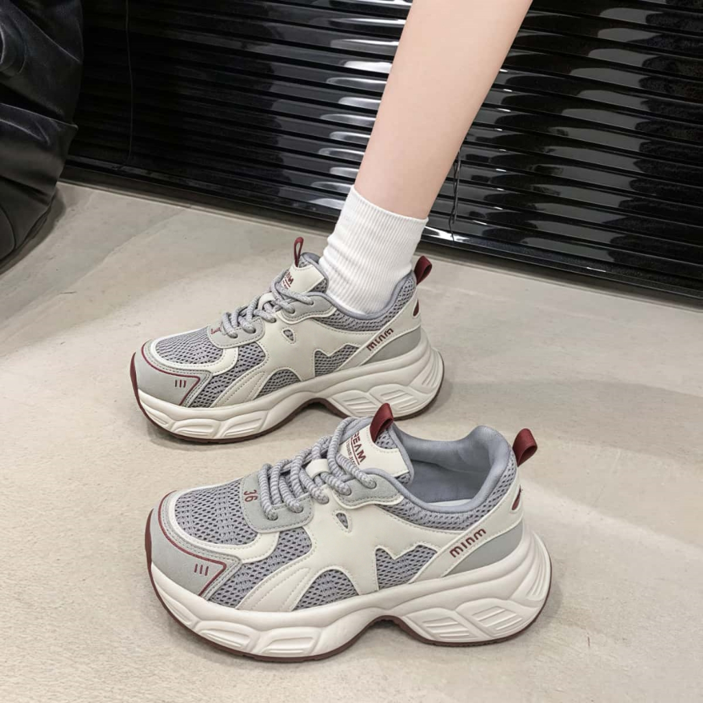 สินค้าสปอต ระบายอากาศได้รองเท้าผ้าใบ รองเท้าผ้าใบแฟชั่นผู้หญิง พื้นหนากันลื่น ผ้าตาข่าย รองเท้าวิ่ง - รูปที่ 7