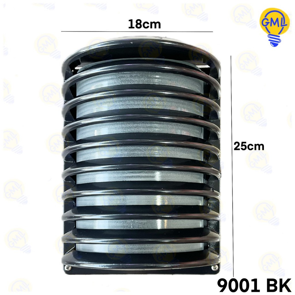 💥เคลียร์สต็อกถูกที่สุด💥 โคมไฟกรงนก โคมไฟติดผนังภายนอก รุ่น 9001 ขั้ว E27 สีดำ / สนิมทอง โคมไฟทางเดิน หน้าตะแกรง กันน้ำ