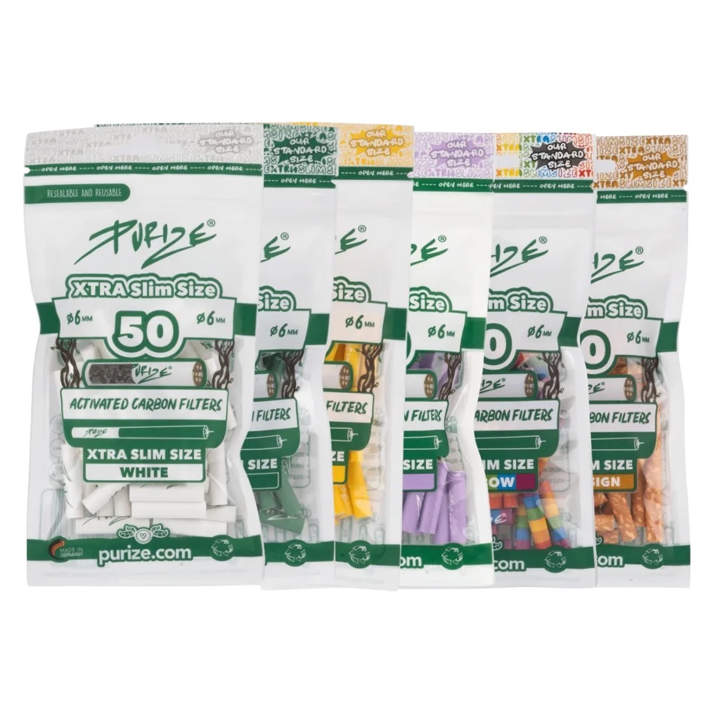 50 PURIZE® activated charcoal Filters | XTRA Slim Size 6 mm