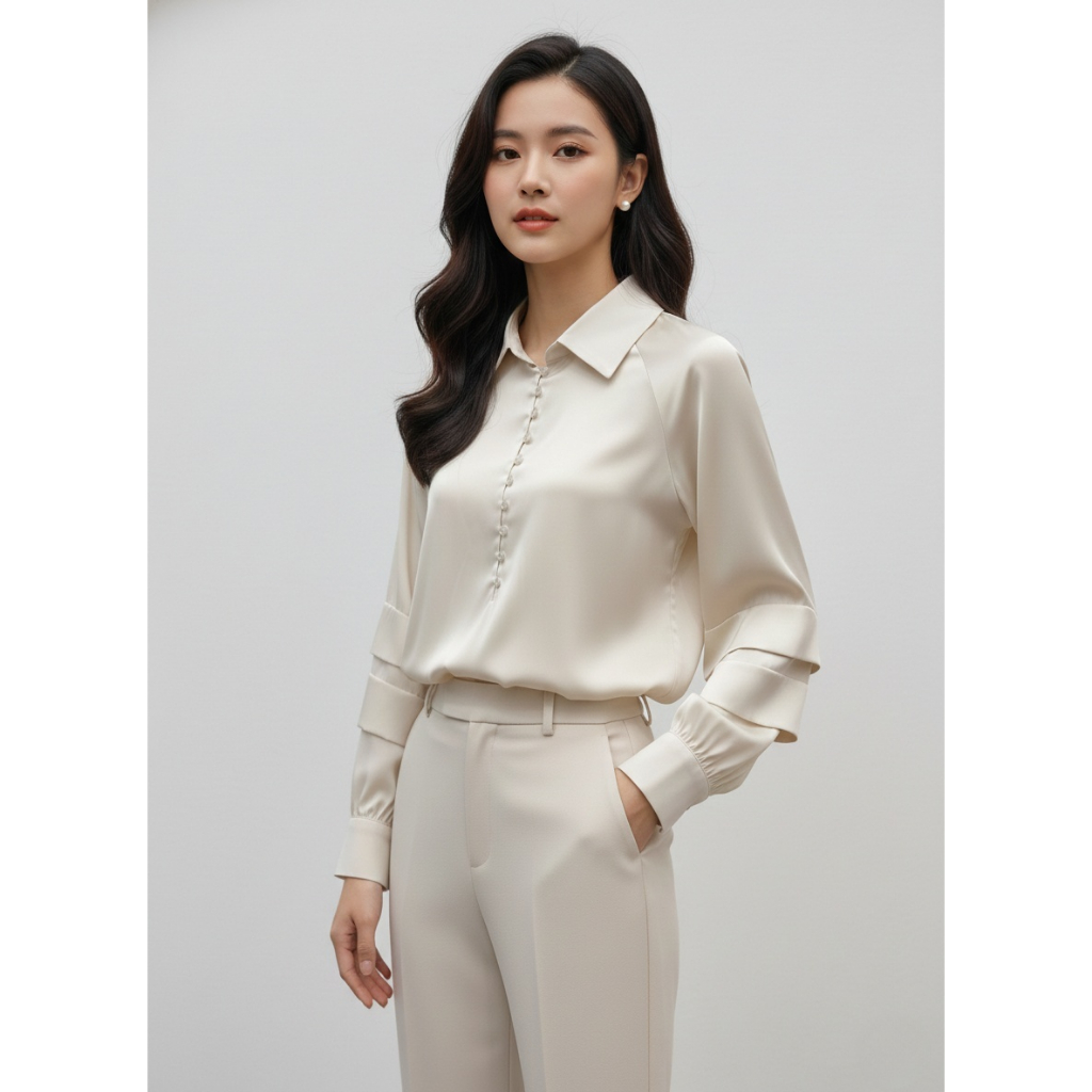 TANGO TANGERINE - TAKA TOP เสื้อเชิ้ต ผ้าซาติน