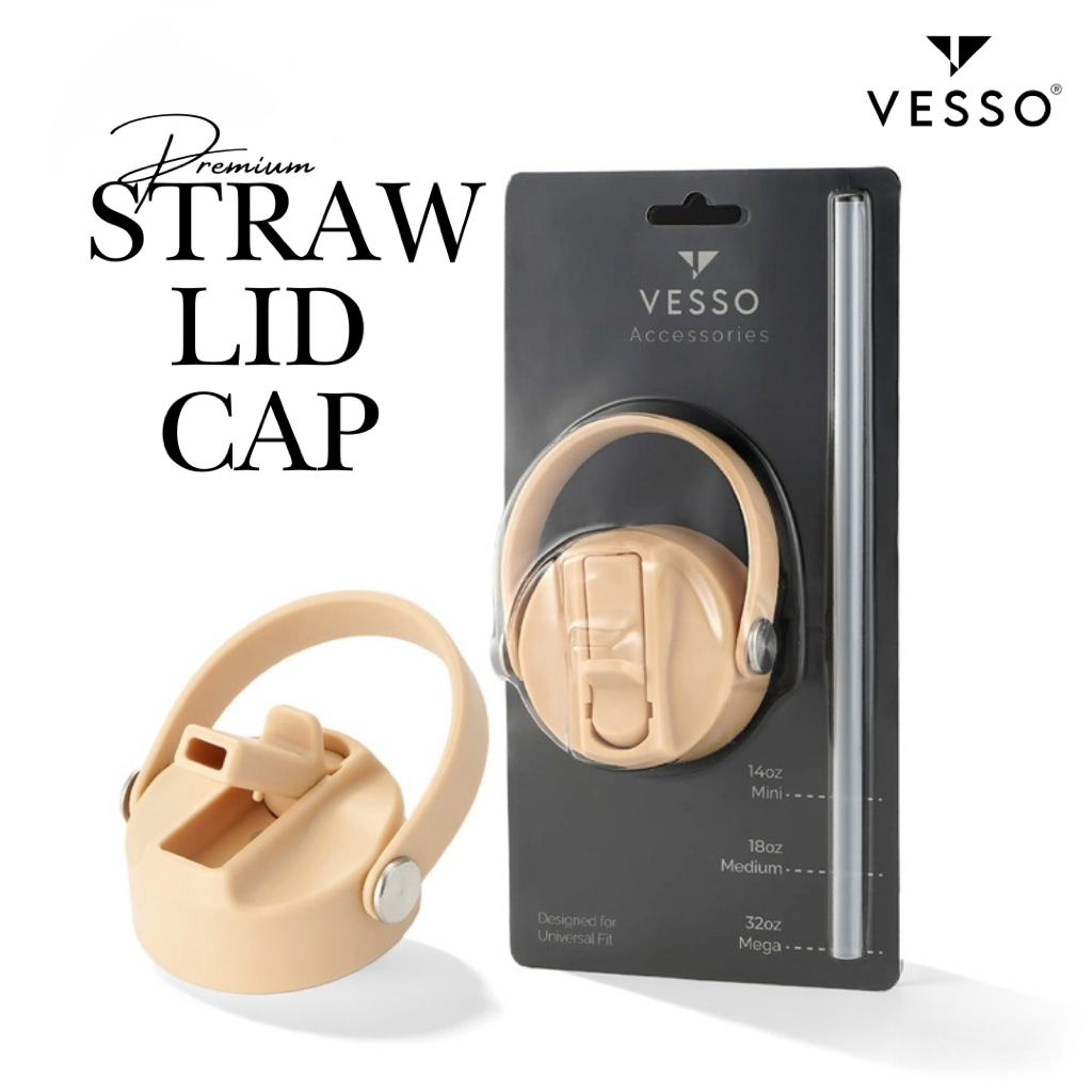 VESSO Premium Leak-Proof Straw Lid | ฝาพร้อมหลอดพรีเมียมกันรั่ว พร้อมหูหิ้ว | ผลิตจากวัสดุคุณภาพสูง พร้อมซิลิโคนซีลแน่น