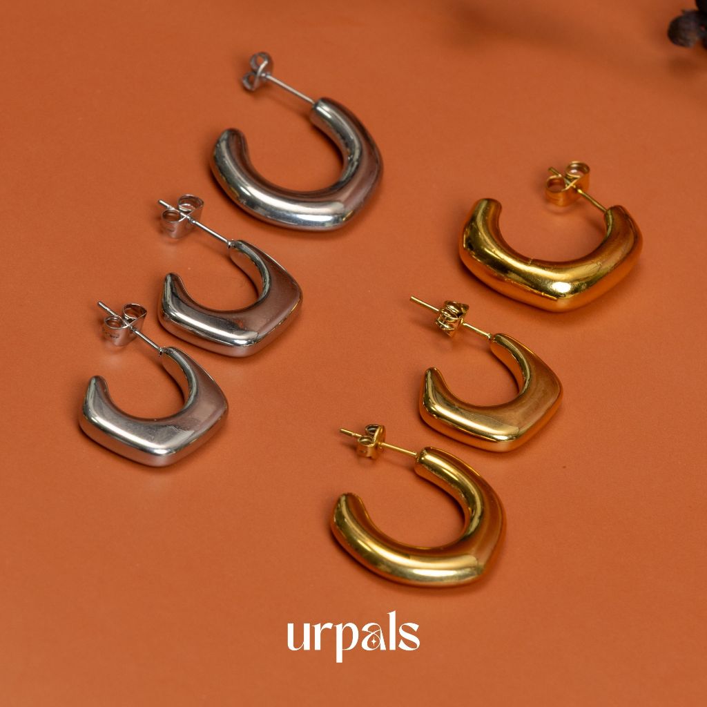 URPALS ต่างหู สายฝอ Stainless ชุบทอง 18K แข็งแรง ไม่ลอก ไม่ดำ