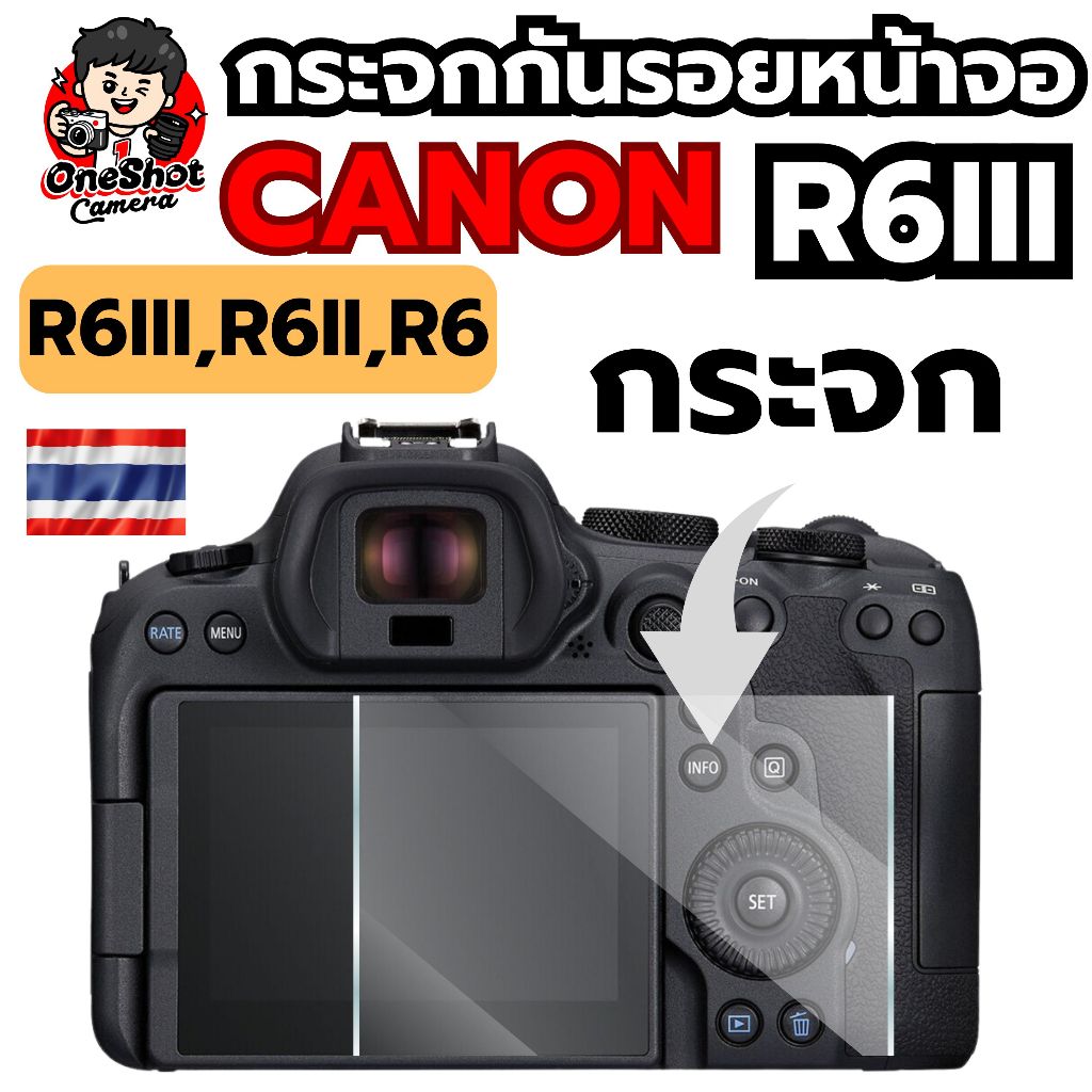 (ทุกรุ่น) กระจกกันรอยหน้าจอหลังกล้อง Canon R6iii R6ii R6 (ส่งด่วน-ส่งไว)