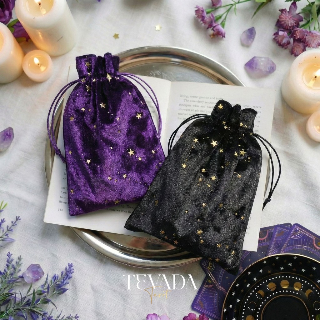 ถุงใส่ไพ่ยิปซี GALAXY Velvet Tarot Pouch ถุงกำมะหยี่ ที่เก็บหินมงคล ลายดาว หรูหรา ผ้านุ่ม ถนอมไพ่ทาโรต์ สายมู พร้อมส่ง