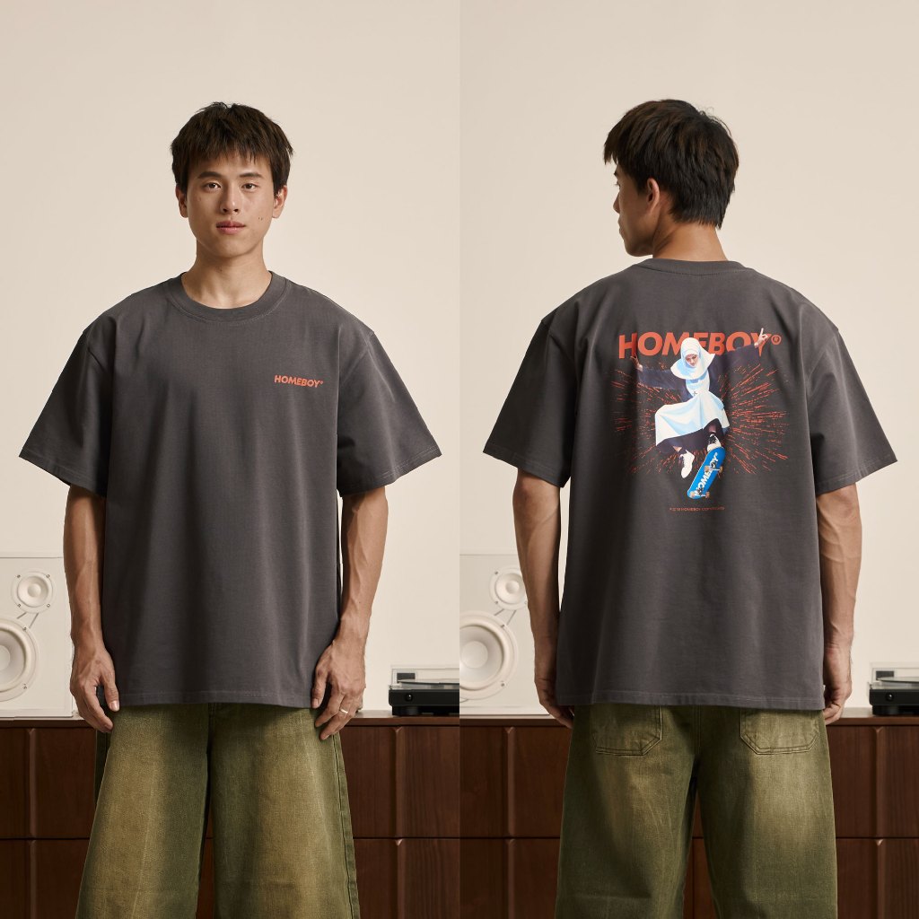 HOMEBOY เสื้อOVERSIZE  HB.THE.NUN.KICKFILP   คอตตอน100% ใส่ได้ทุกวัน