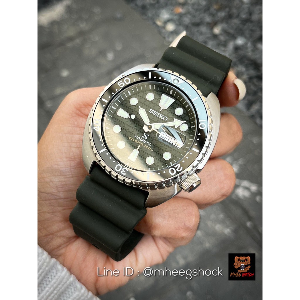 Seiko Prospex รุ่น SRPE05 King Turtle Grenade Dial Olive Green Color DIVER'S 200MM