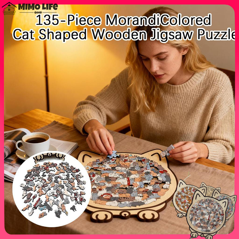 135 PC ปริศนาจิ๊กซอว์ไม้รูปแมวที่ไม่ซ้ํากันไม่สม่ําเสมอปริศนาชิ้นเกมวันเกิด Xmas ของขวัญสําหรับคนรักแมวตกแต่งบ้าน