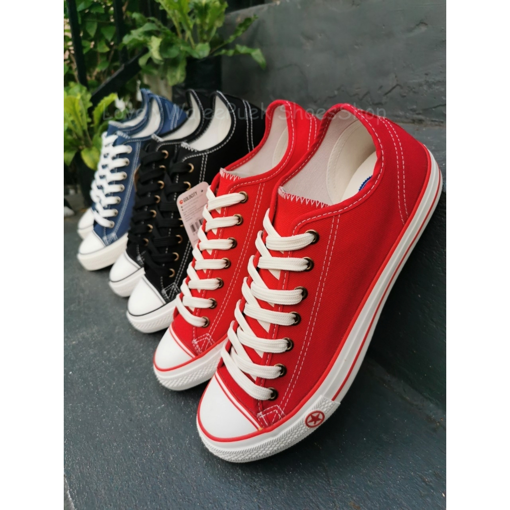 GOLDCITY✪1307 สีแดง-สีดำ-สีกรม-รองเท้าผ้าใบแฟชั่น  Size 35-45