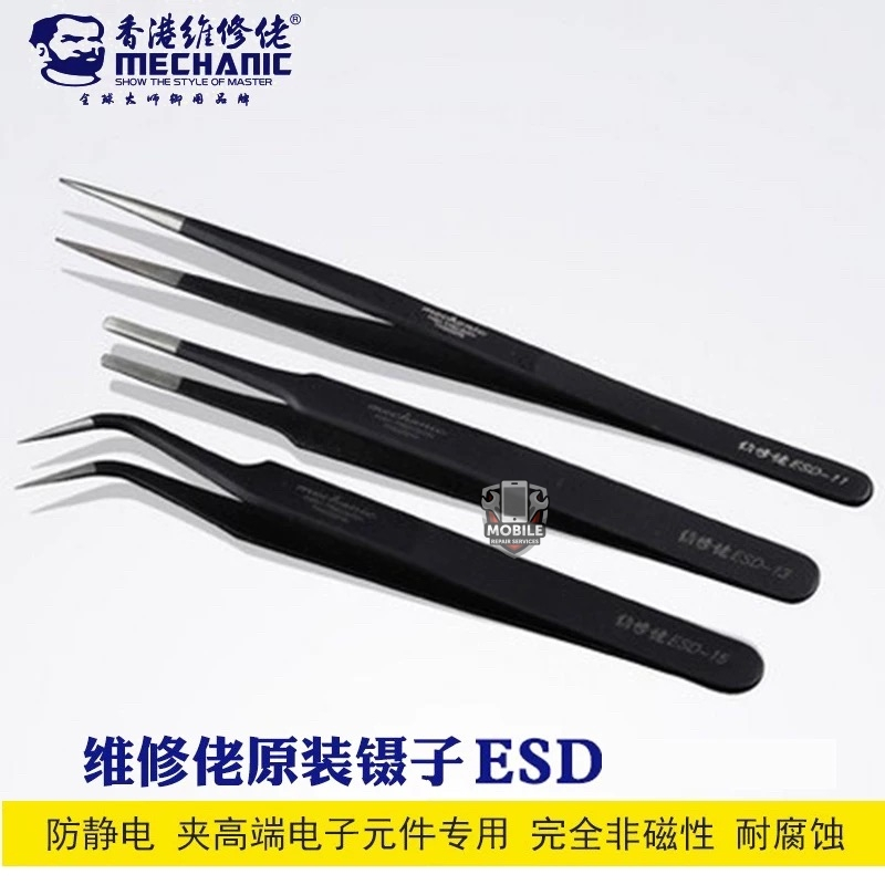 แหนบ สแตนเลสสตีล (ป้องกันไฟฟ้าสถิต) Tweezer Mechanic รุ่นESD-11 ปลายหัวแหลม