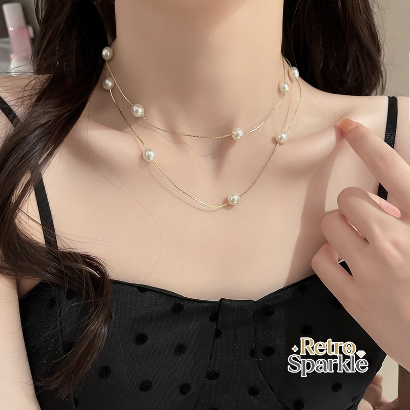Retro Sparkle✨✨สร้อยคอสร้อยสไตล์เกาหลี สร้อยคอผู้หญิง lสร้อยคอดูแพง ใหม่คุณภาพสูง หวาน ทันสมัย