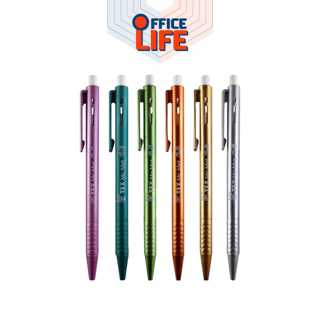 TEX (เท็กซ์) ปากกา ปากกาลูกลื่น MC228 ด้ามเมทัลลิค ( 1 ด้าม / คละ )