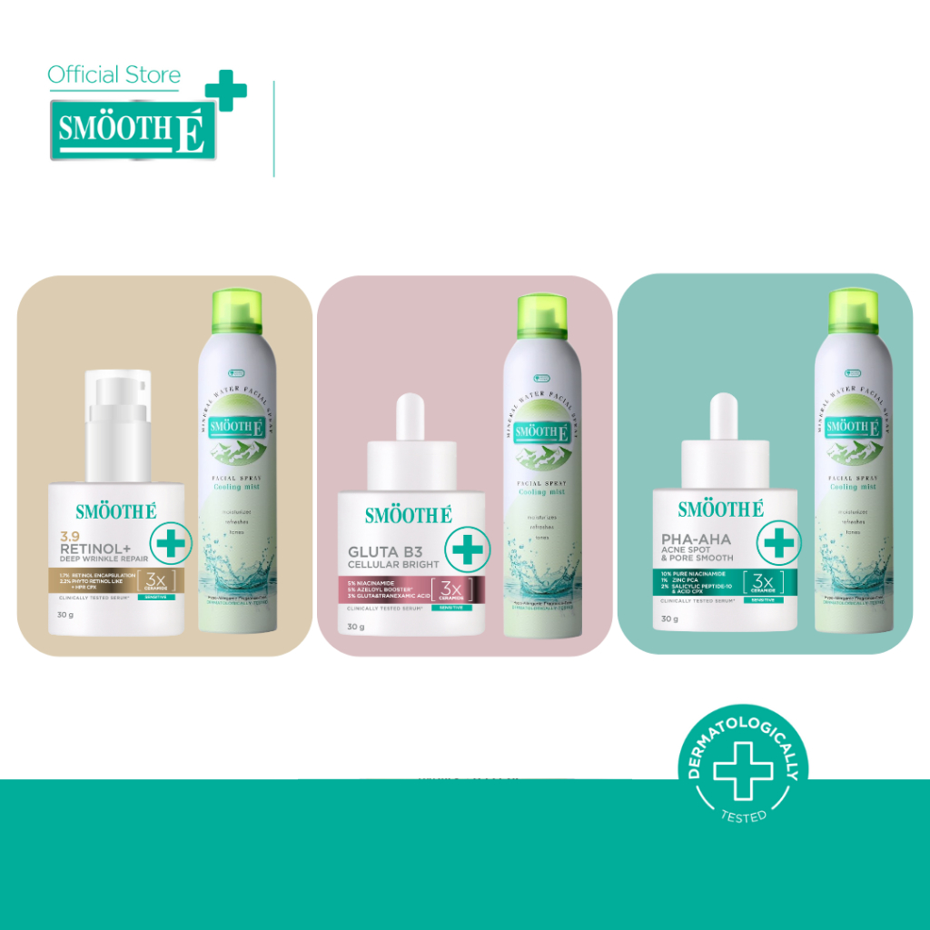 [ซื้อ 1 ฟรี 1] Smooth E Clinical Dose Serum 30g. free Smooth E Mineral Spray 100 ml.